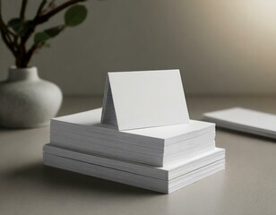 business card stack white blank mockup. The minimalist design professionalism and attention,