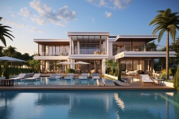 Fototapeta premium A tropical resort with swimming pool