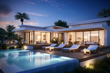 Fototapeta premium A tropical resort with swimming pool