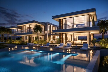 Fototapeta premium A tropical resort with swimming pool