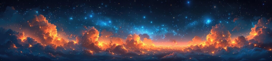Naklejka premium Whimsical Fireflies Lighting Up a Dreamy Sky