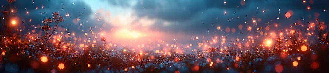 Whimsical Fireflies Lighting Up a Dreamy Sky