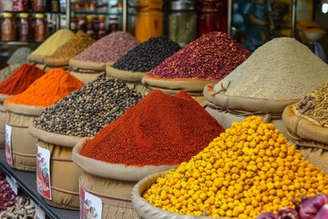 various spices at a market