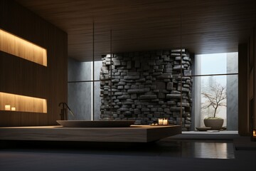 A luxurious bathroom with bathtub