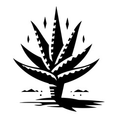 Aloe Vera plant icon vector silhouette, white background