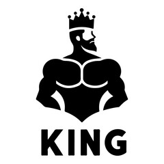 minimal king brand logo concept, black color silhouette, white background