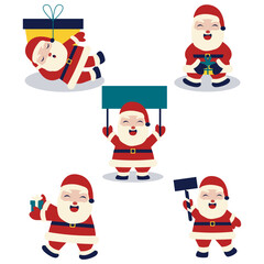 Collection of Christmas Santa Claus. Merry Christmas Santa. Vector Illustration