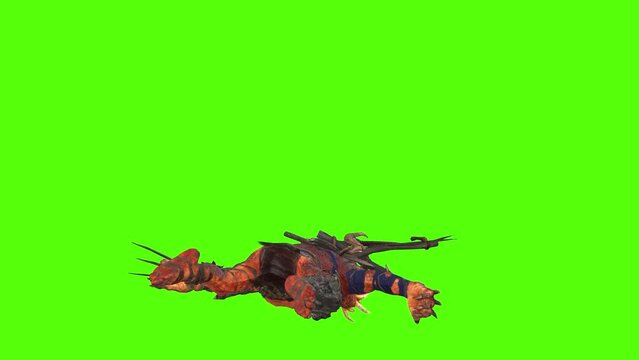 Goblin Smash Death green screen animation 3D rendering
