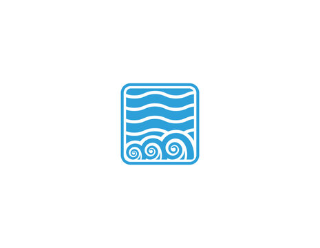 Modern ocean and wave icon, logo template, negative space ocean logo, Vector