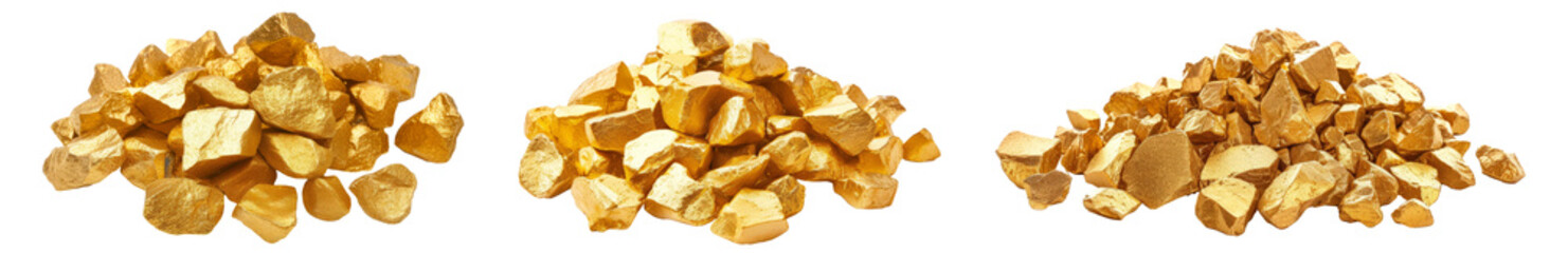 Pile of gold nuggets png set