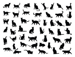 Naklejka premium Cats silhouette vector art white background