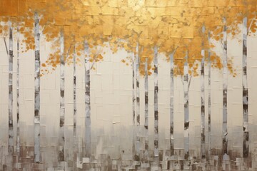 Abstract painting of trees in a forest