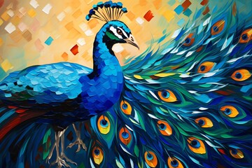 Fototapeta premium Painting of a peacock