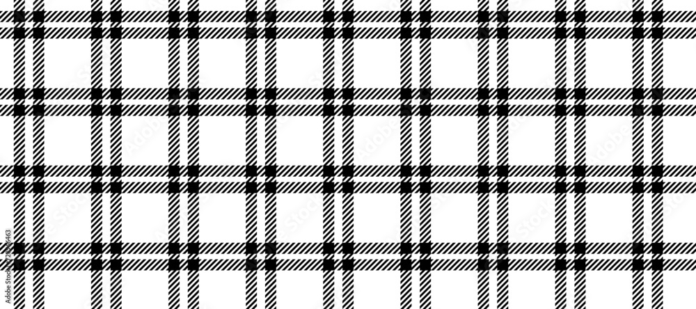 Poster Seamless windowpane pattern. Checkered plaid repeating background. Tattersall tartan texture print for textile, fabric. Repeated black and white check wallpaper. Vector backdrop