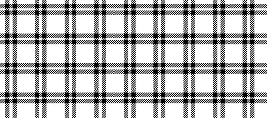 Seamless windowpane pattern. Checkered plaid repeating background. Tattersall tartan texture print for textile, fabric. Repeated black and white check wallpaper. Vector backdrop - obrazy, fototapety, plakaty