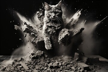 A cat rising from the ashes - obrazy, fototapety, plakaty