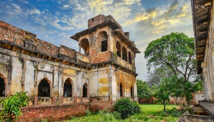 Fototapeta premium Old buildings,Dilapidated buildings tell stories of the past, reflecting both the passage of time and neglect. They can evoke a sense of nostalgia or serve as a reminder of the need for preservation 