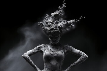 A woman rising from ashes