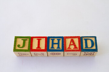 The term jihad displayed visually on a clear background with copy space