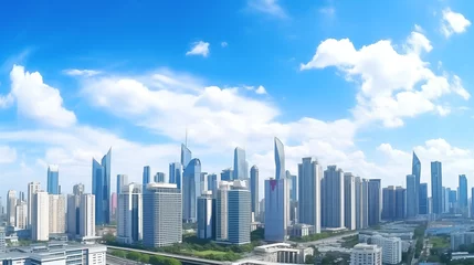 Foto op Plexiglas City skyline adorned with skyscrapers and business office buildings © pijav4uk