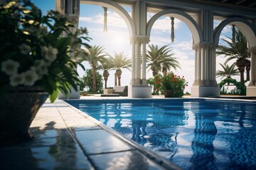 Indoor swimming pool in a luxurious villa or resort