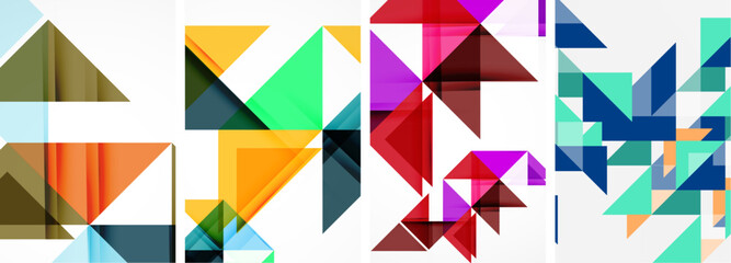Set of colorful triangle poster cover template backgrounds. Vector illustration For Wallpaper, Banner, Background, Card, Book Illustration, landing page