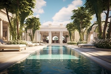 Obraz premium A big swimming pool in a resort