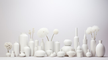 White jug and flower on white background