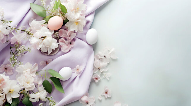 Enchanting Easter Arrangement - Whimsical Flatlay Composition With Copy Space Galore