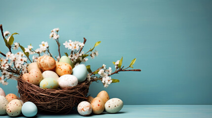 Charming Easter Egg Display Against Gradient Backdrop, Captivating for Seasonal Creations
