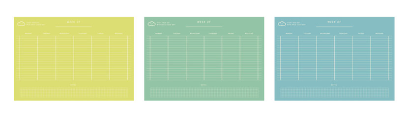 set 2 of week of planner (Forest). Vector illustration.
