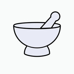 Mortar and Pestle Icon. Symbol of Mixing Drugs at a Pharmacy. Applied as Trendy Symbol for Design Elements, Websites, Presentation and Application - Vector.    