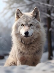 Fototapeta premium white wolf in snow