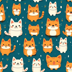 Cute cartoon cats seamless pattern