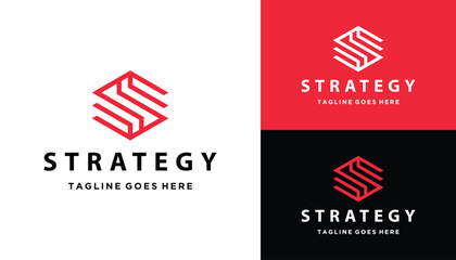 Initial Letter S Monogram With Modern Hexagon Stripes Logo Design