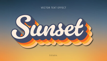 sunset text effect. editable retro and summer vibes typography © zowy