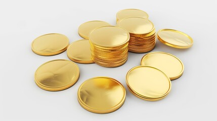 euro coins on white background