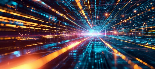 Fototapeta premium abstract technology components, colorful dynamic light streaks