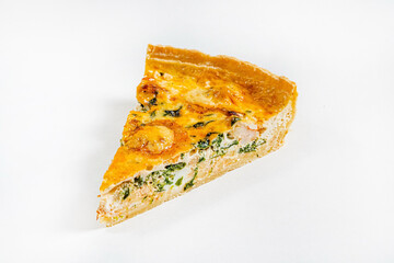 tasty quiche on the white background
