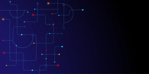 Vectors Abstract geometric connected dots and lines for digital communication. Digital technology concept background, and social network connection .