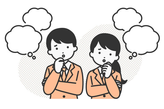 悩む・不安な表情をする学生の人物イラスト素材