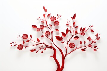 A red-colored paper craft tree cut out