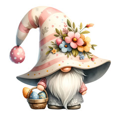 watercolor easter gnome clipart for the Easter holiday