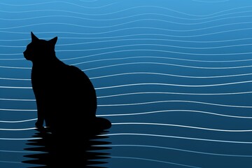 Obraz premium An abstract wallpaper of the silhouette of a cat lost in the universe