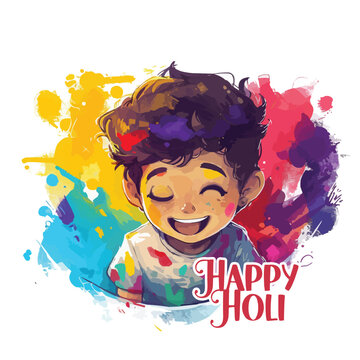 Vector Illustration of Indian Festival Holi Festival with colorful calligraphy.