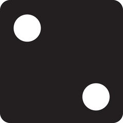 Dice Fill Icon. Game for Gambling, Casino Dice with two Dots, Round Edges on transparent background. Excitement Symbol. Passion Logo. Gambling for casino equipment. Dice icon for fortune game player.