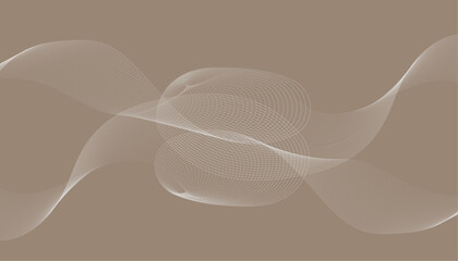 White abstract wave line isolated on brown background.