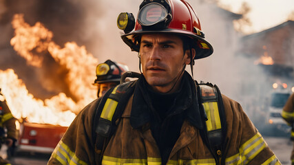 Resilient Fireman Facing Inferno