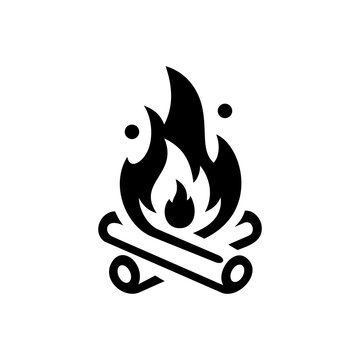 Fire vector, flame icon. Black icon isolated on white background.