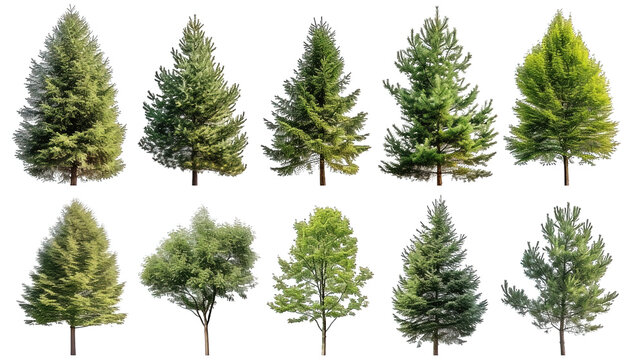 Set Of Evergreen Tree